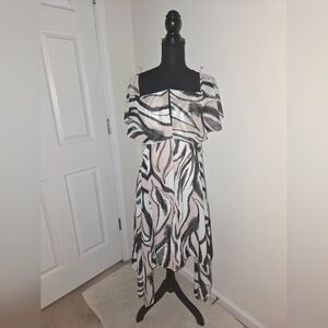 Aidan Mattox Pink and Black Asymmetrical Sundress